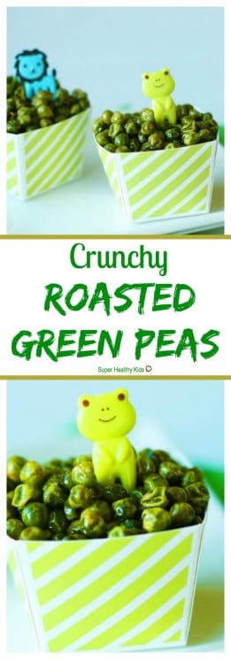 FOOD - Crunchy Roasted Green Peas. Crunchy snack for toddlers! https://www.superhealthykids.com/crunchy-roasted-green-peas/