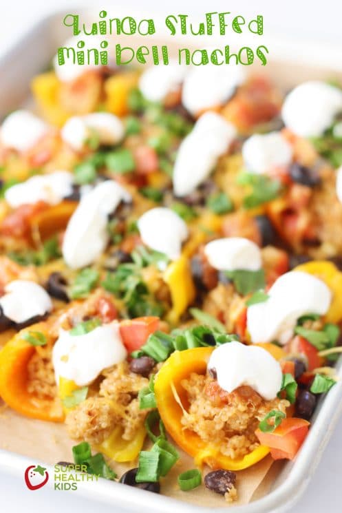 Quinoa Stuffed Mini Bell Nachos. A super healthy appetizer!