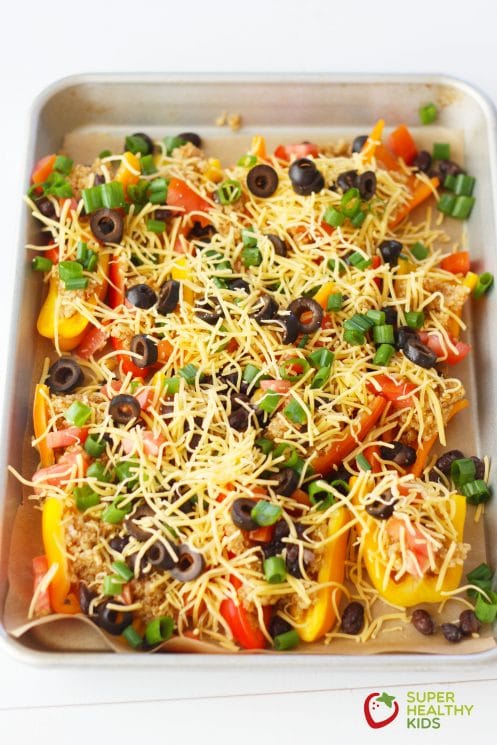 Quinoa Stuffed Mini Bell Nachos. A super healthy appetizer!