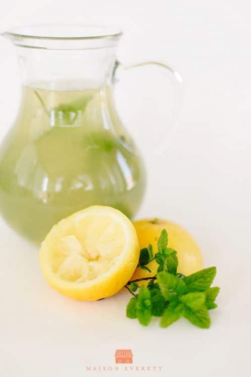 Lemonade with Raw Honey and Mint Ice Cubes. Stay hydrated with this delicious lemon drink!