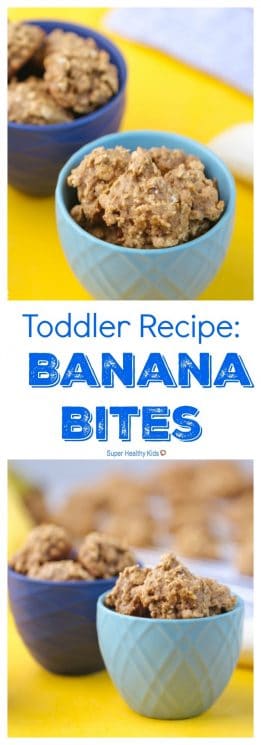 FOOD - Toddler Recipe: Banana Bites. Healthy finger food, for toddlers! https://www.superhealthykids.com/banana-cookies/