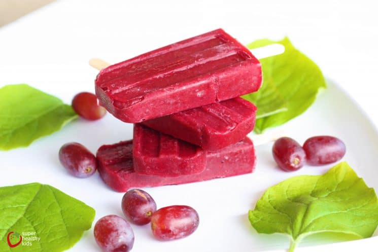 Juicy Grape Pops. Made with only grapes, these are refreshing, packed with vitamin C, and perfect for a thirst quenching treat.