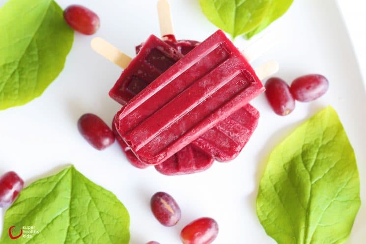 Juicy Grape Pops. Made with only grapes, these are refreshing, packed with vitamin C, and perfect for a thirst quenching treat.