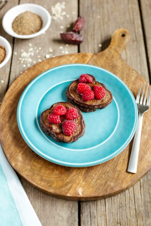 Sweet Cocoa Pancakes. These are packed with nutrition but taste delicious enough to be a dessert! Perfect recipe to serve as breakfast for dinner!