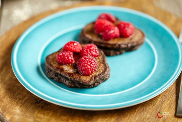 Sweet Cocoa Pancakes. These are packed with nutrition but taste delicious enough to be a dessert! Perfect recipe to serve as breakfast for dinner!