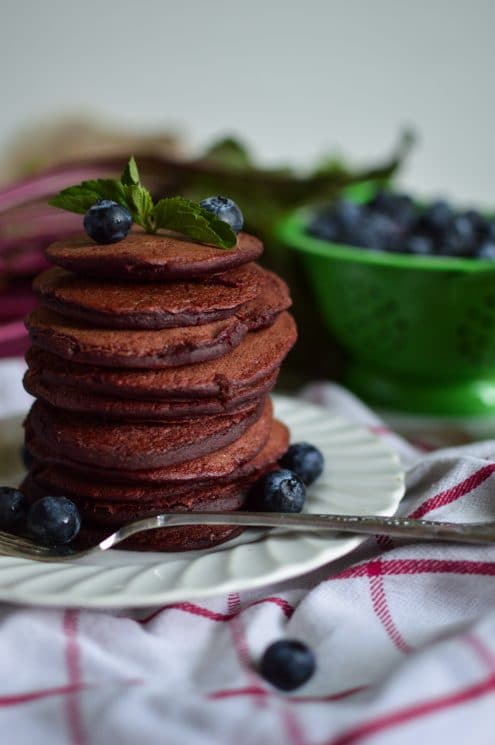 Natural Red Velvet Oatmeal Pancakes. These are delicious and healthy!
