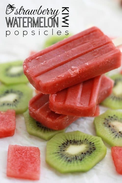 Strawberry Watermelon Kiwi Popsicles