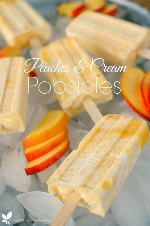 Peaches And Cream Popsicles. Creamy, delicious and full of fresh ingredients! www.superhealthykids.com