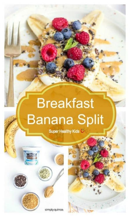 FOOD - Breakfast Banana Split. A healthy and delicious spin on a classic kid-friendly dessert, this breakfast banana split recipe is loaded with nutrition and taste amazing too! https://www.superhealthykids.com/breakfast-banana-splits/