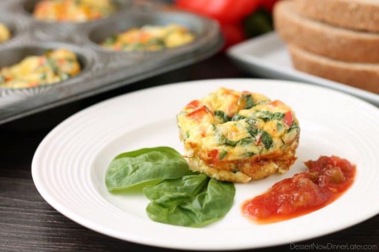 Breakfast Egg Cups 3 These Breakfast Egg Cups are the perfect breakfast on-the-go. Make them ahead of time, refrigerate or freeze them, and then heat them in the microwave when you are ready to eat!