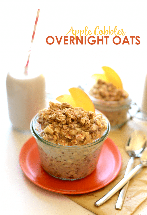 Apple Cobbler Overnight Oats. Take 5 minutes to prep breakfast for the family before bed and have the most delicious, whole-grain breakfast that tastes exactly like Apple Cobbler! www.superhealthykids.com