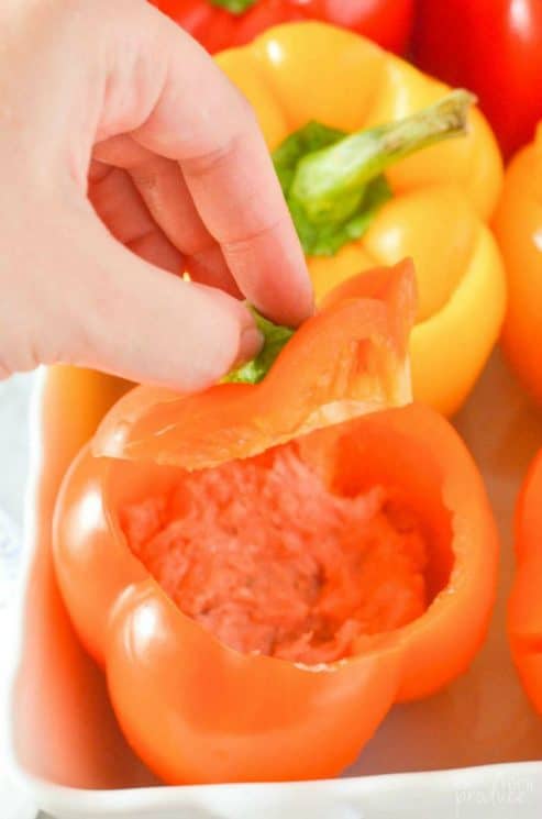 Mashed Potatoes and Meatloaf Stuffed Peppers. A savory comforting all-in-one dinner! www.superhealthykids.com