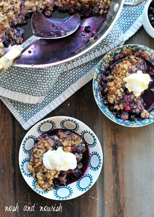 Breakfast Blueberry Cobbler. Definitely a recipe to pin for those cold mornings when you need something warm and comforting. www.superhealthykids.com