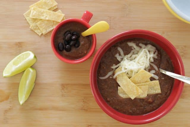 30-Minute Black Bean Soup. Packed with lots of veggies, this soup is the perfect way to get your family to eat healthy and love it! www.superhealthykids.com