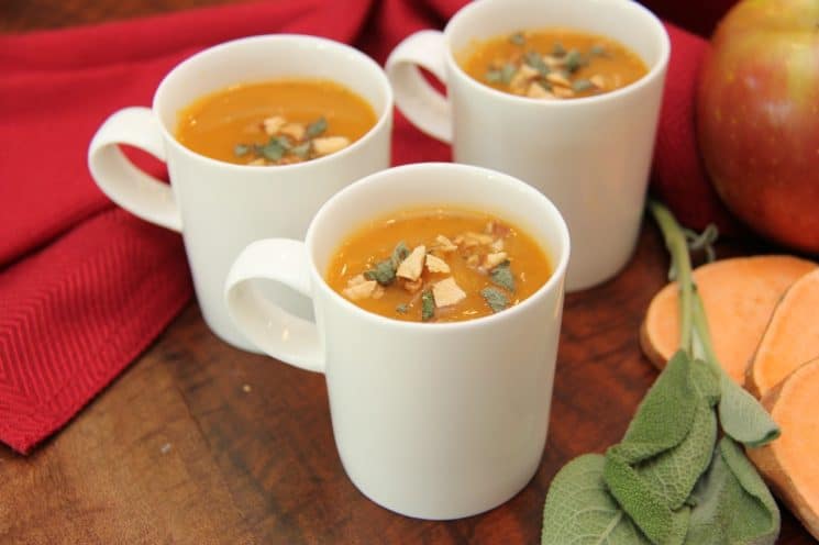 Sweet Potato and Apple Soup Recipe. A perfect balance of sweet and savory flavors that is gluten-free and dairy-free.