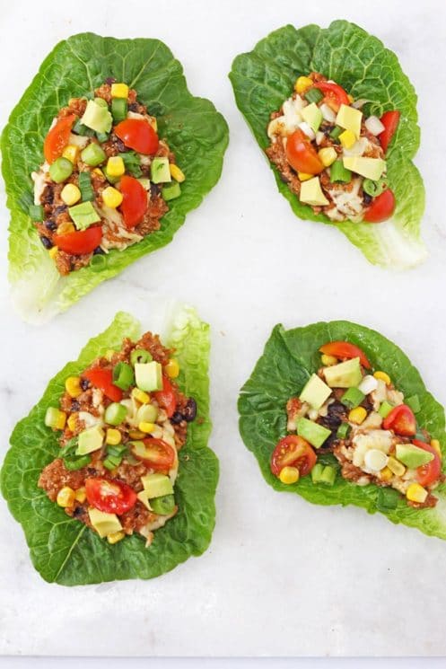 Slow Cooker Quinoa Lettuce Cups Recipe. Packed full of protein these Chili & Quinoa Lettuce Cups cooked in the slow cooker make a delicious, healthy and fun dinner for adults and kids!