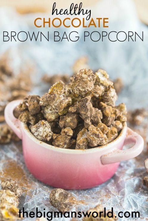 Healthy Chocolate Brown Bag Popcorn- Quick, easy and a wholesome sweet treat or snack!