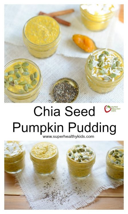 Chia Seed Pumpkin Pudding - This takes just minutes to make, is packed with good-for-you ingredients, and is perfect for breakfast, dessert, or a healthy lunchbox treat. https://www.superhealthykids.com/chia-seed-pumpkin-pudding/