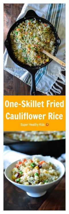 FOOD - One-Skillet Fried Cauliflower Rice. Fried Rice without the Rice?!? You will love what we used instead! https://www.superhealthykids.com/one-skillet-fried-cauliflower-rice/