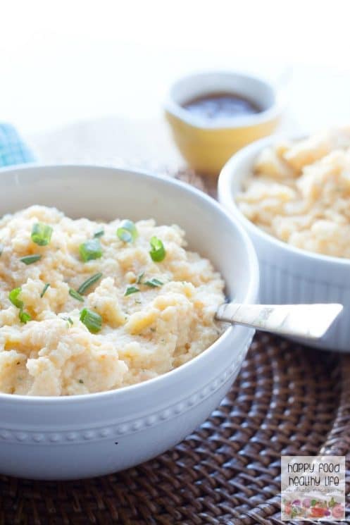 Garlic & Herb Mashed Cauliflower. A health-conscious side dish that is so delicious you won't even be missing the potatoes! In fact, you may not even realize they aren't potatoes!