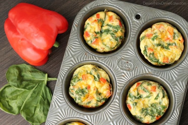 veggie egg cups or egg muffins in a pan