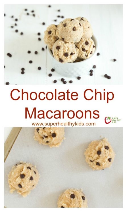 FOOD - Chocolate Chip Macaroons are vegan, gluten free and can be made raw. They are a healthier alternative to the traditional macaroon cookie! https://www.superhealthykids.com/chocolate-chip-macaroons/