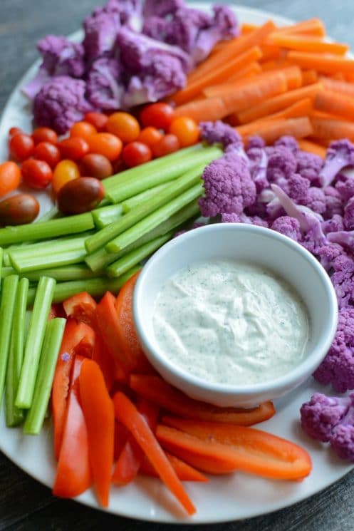 Creamy 5-Minute Homemade Ranch. Perfect for an amazingly fresh and crunchy veggie tray! www.superhealthykids.com