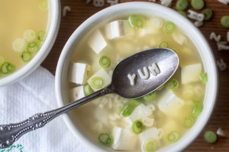 Healthy and easy Miso Alphabet Soup. Introduce new flavors to your kids in a fun way! www.superhealthykids.com