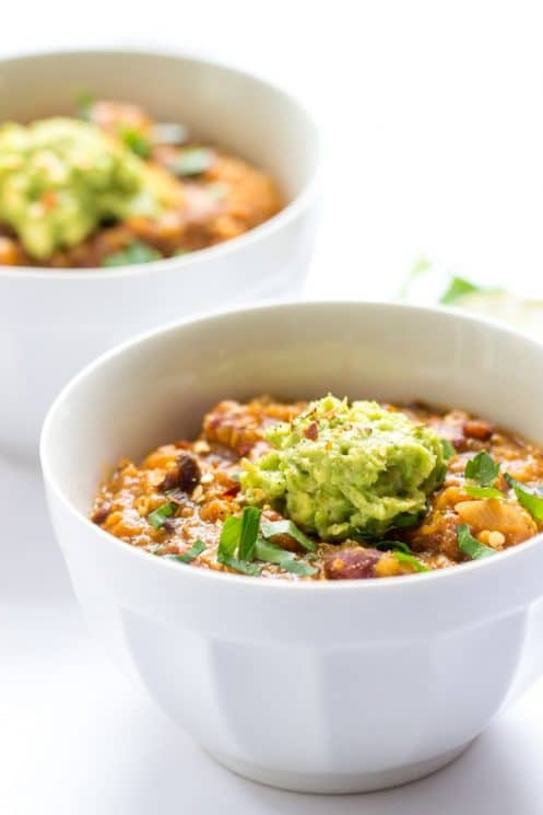 Pumpkin Quinoa Chili - made in just one-pot and in under 45 minutes. No need for the slow cooker on this one!