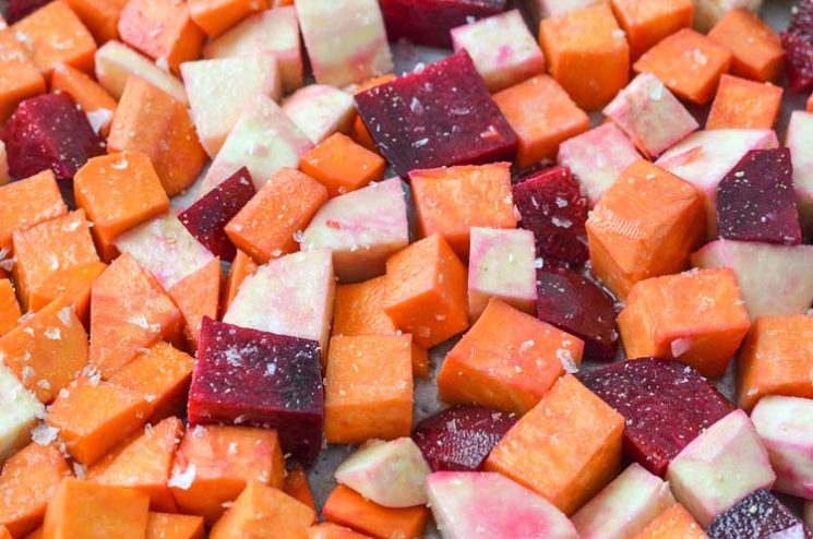 Oven Roasted Sweets and Beets. A beautiful veggie side dish for your next dinner!