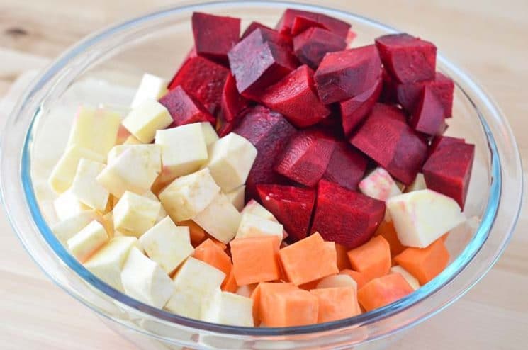 Oven Roasted Sweets and Beets. A beautiful veggie side dish for your next dinner!