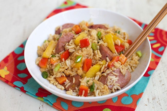 Pineapple Fried Rice - Get a colorful, flavorful dinner on the table in minutes. www.superhealthykids.com