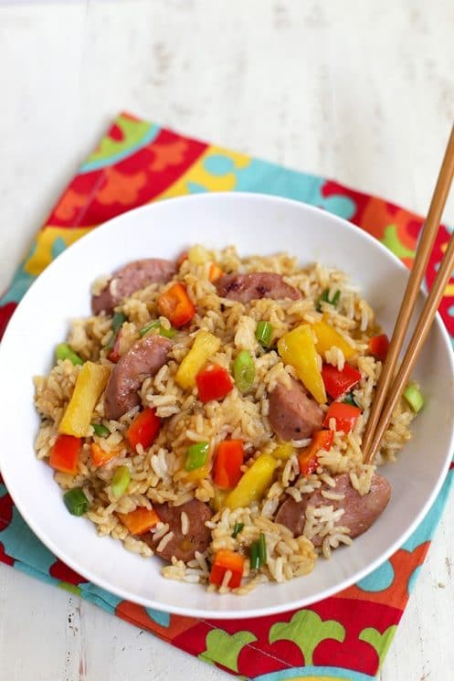 Pineapple Fried Rice - Get a colorful, flavorful dinner on the table in minutes. www.superhealthykids.com 