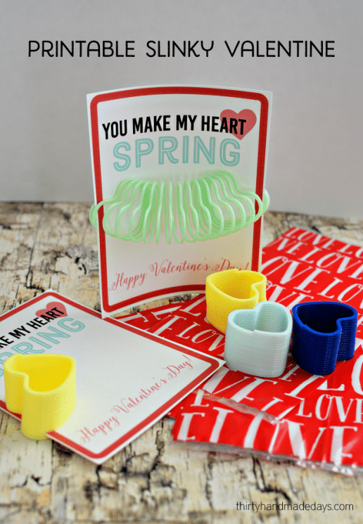 colorful plastic heart shaped slinky on a valentines