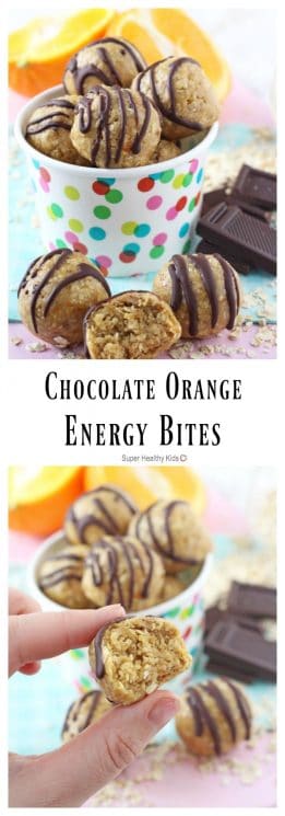 These Chocolate Orange Energy Bites make the perfect healthy snack for kids - chocolate and orange were meant to go together! https://www.superhealthykids.com/chocolate-orange-energy-bites/