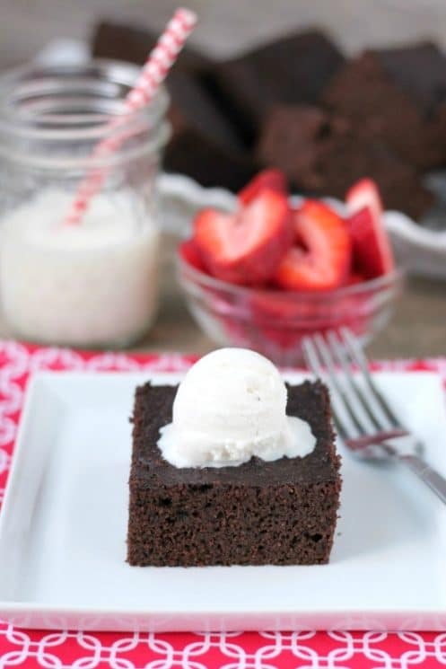 Coconut Flour Brownies Recipe. Coconut flour makes a deliciously dense and chewy brownie, gluten-free. www.superhealthykids.com 