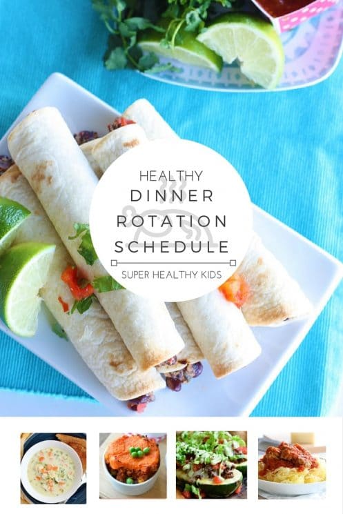 HEALTHY DINNER ROTATION SCHEDULE! Do you struggle with knowing what to eat for dinner every night? Want a fun way to involve the whole family at dinnertime? With this handy rotation schedule each day of the week brings a fun new dinner idea! You'll never run out of ideas on healthy ways to break up your day & you'll satisfy your hunger in the most nutritious way!