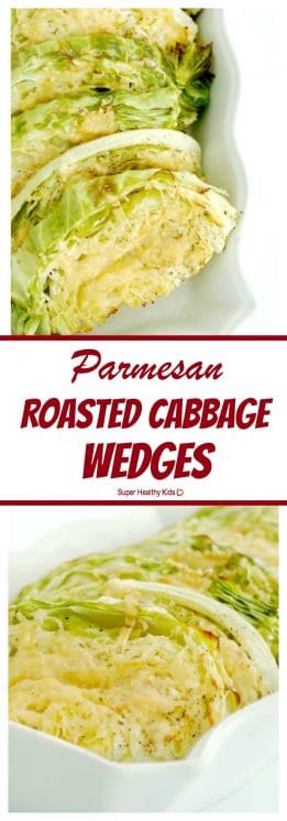 FOOD - Parmesan Roasted Cabbage Wedges. For the new cabbage eater, this is THE best recipe to try! https://www.superhealthykids.com/parmesan-roasted-cabbage-wedges/