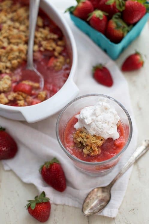 This Strawberry Rhubarb Crisp is naturally sweetened, gluten free, and tastes just like your grandma's. 