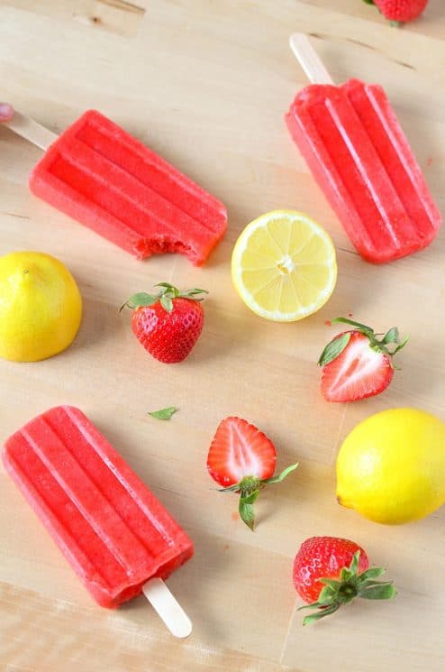 Healthy Strawberry Lemonade Ice Pops