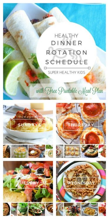 Healthy Theme Dinner Rotation Schedule and Free Meal Plan