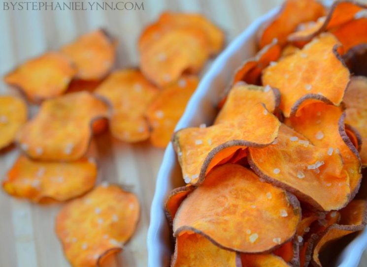 Microwave sweet potato chips