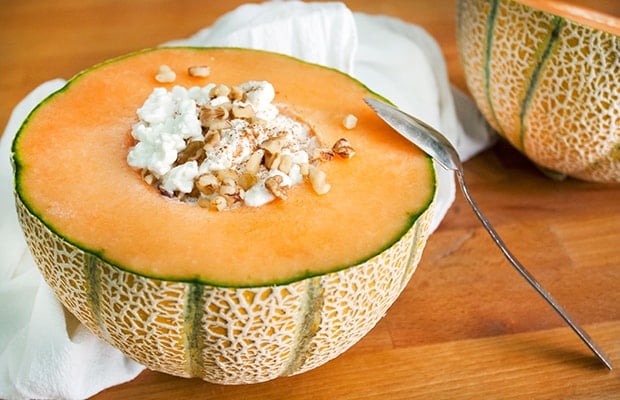 Cantaloupe bowl with cottage cheese