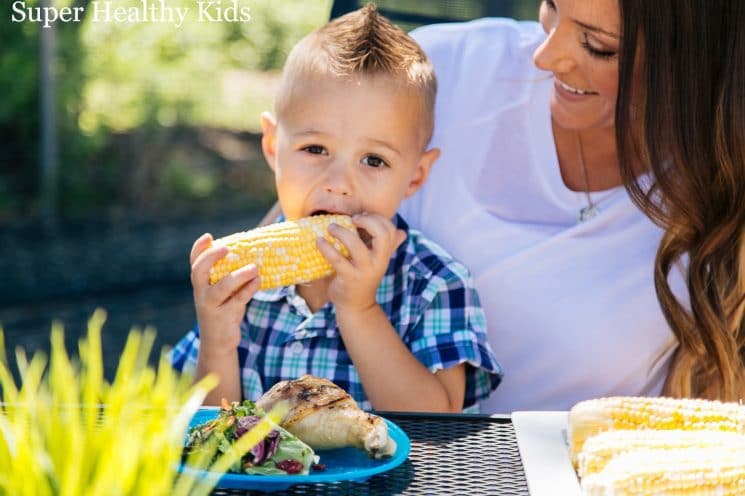 boy with corn from super healthy kids