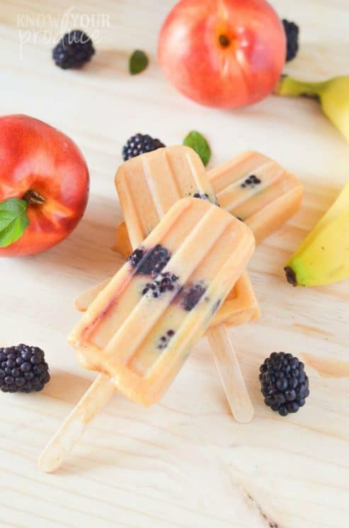 nectarine banana blackberry ice pops