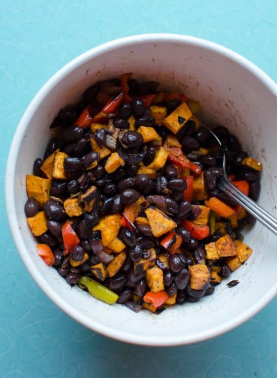 Roasted Sweet Potato and Black Bean Enchilada recipe. www.superhealthykids.com