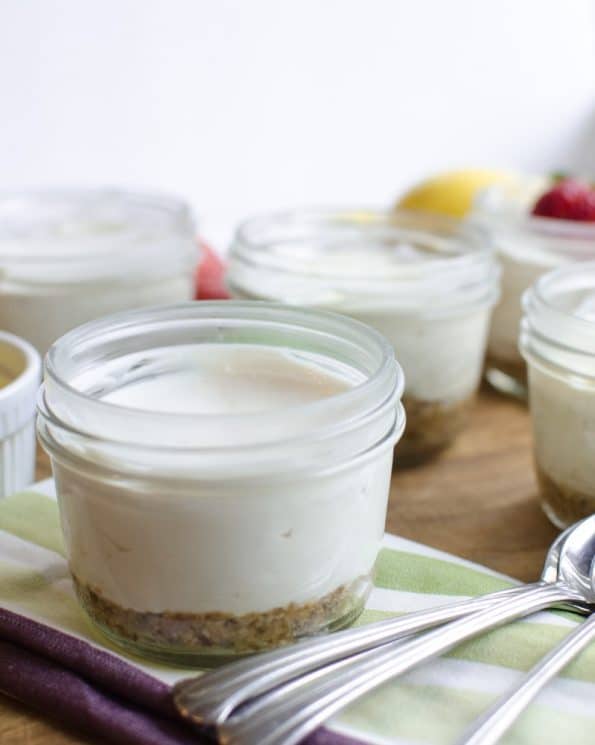 Easy Healthy No-Bake Mini Cheesecakes.