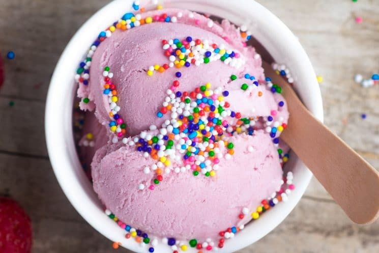 This Sugar Free Vegan Raspberry Ice Cream recipe is sugar free, dairy free, and delicious!