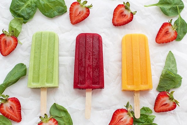 3 Healthy, delicious fruit and veggie popsicles your kids will love! www.superhealthykids.com