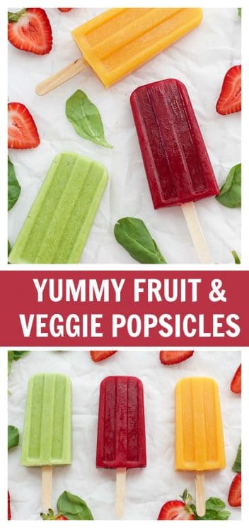 FOOD - 3 Healthy Fruit and Veggie Popsicles for healthy summer snacking. They're colorful, delicious, and your whole family will love them! https://www.superhealthykids.com/3-fruit-veggie-popsicles/